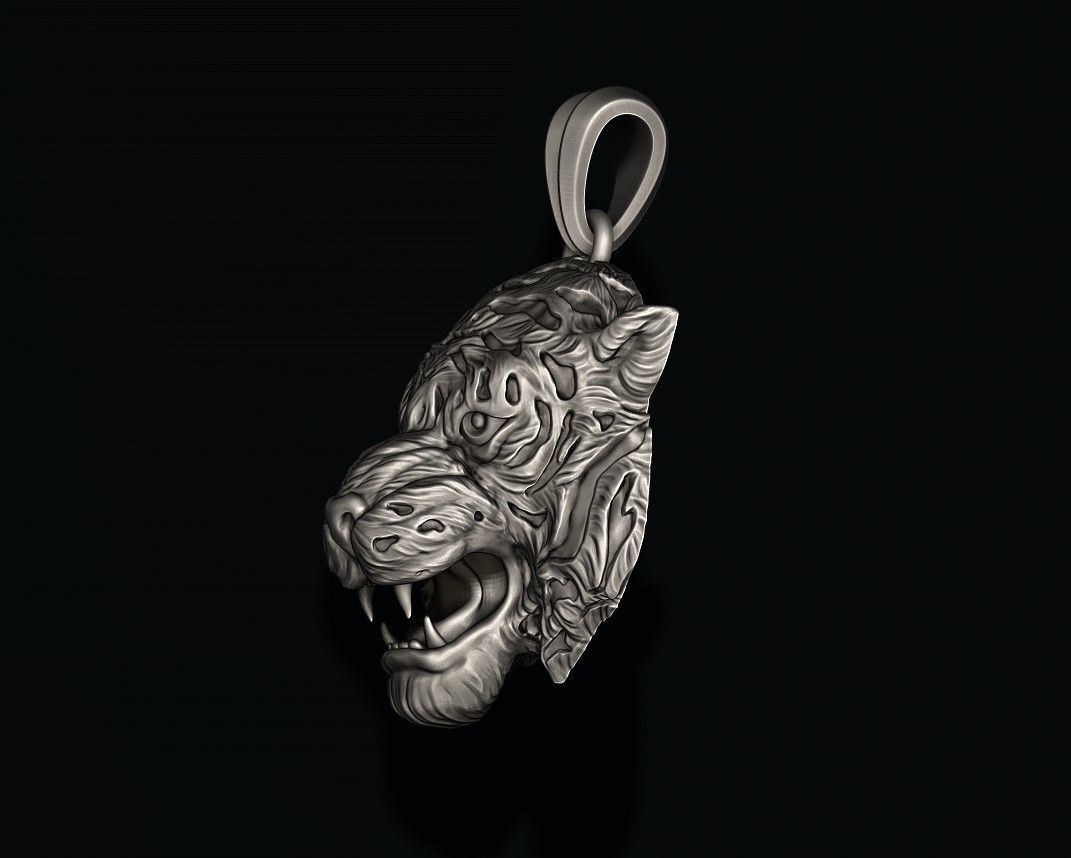 Tiger pendant 3D print model_4