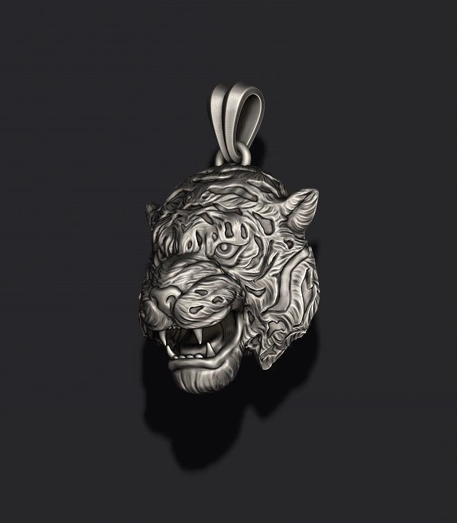 Tiger pendant 3D print model_6
