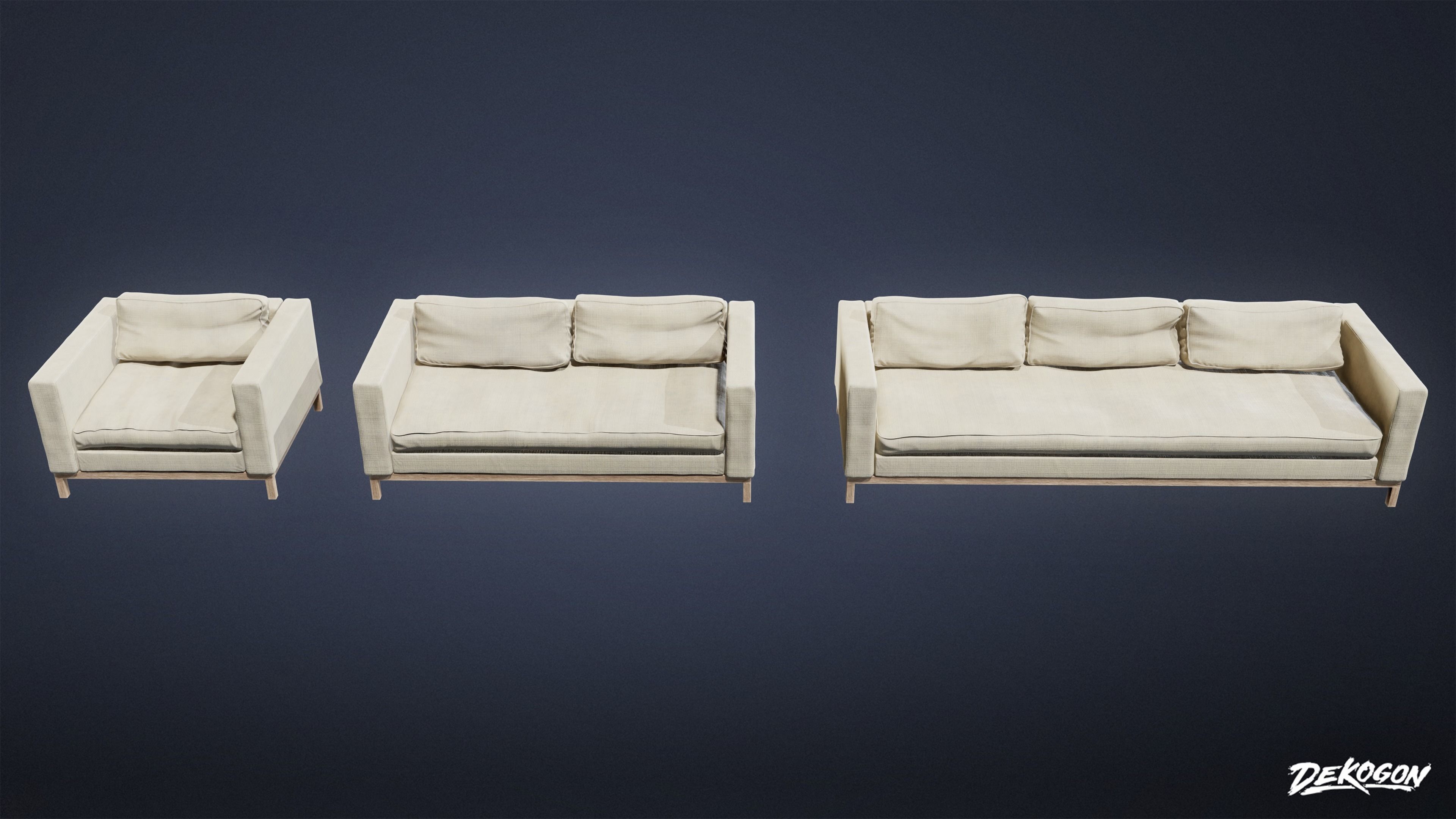 SUBURBS - Couch 16 - LOW POLY AND NANITE Low-poly 3D model_1