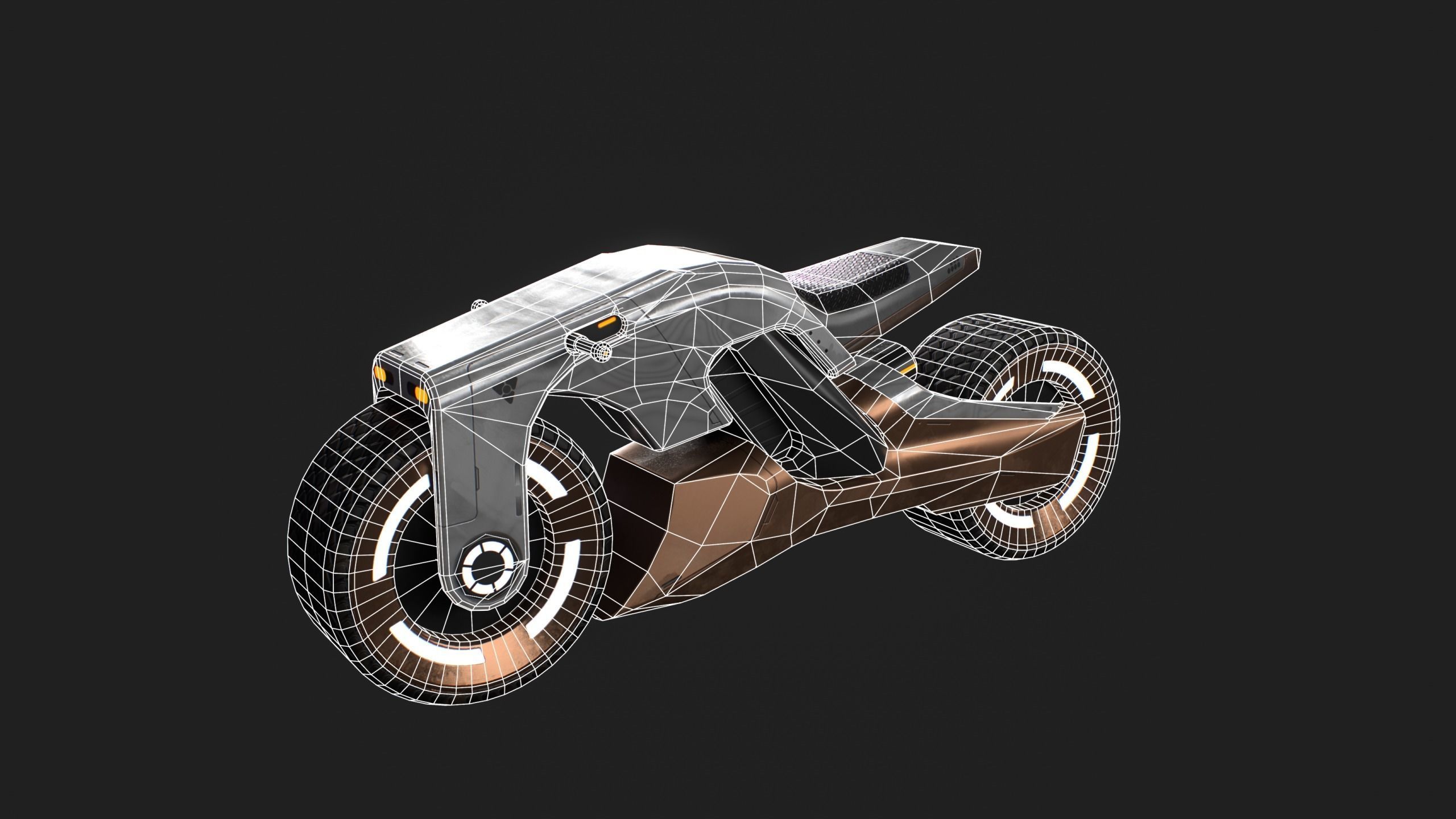 Sci-fi Motorbike LowPoly Low-poly 3D model_4