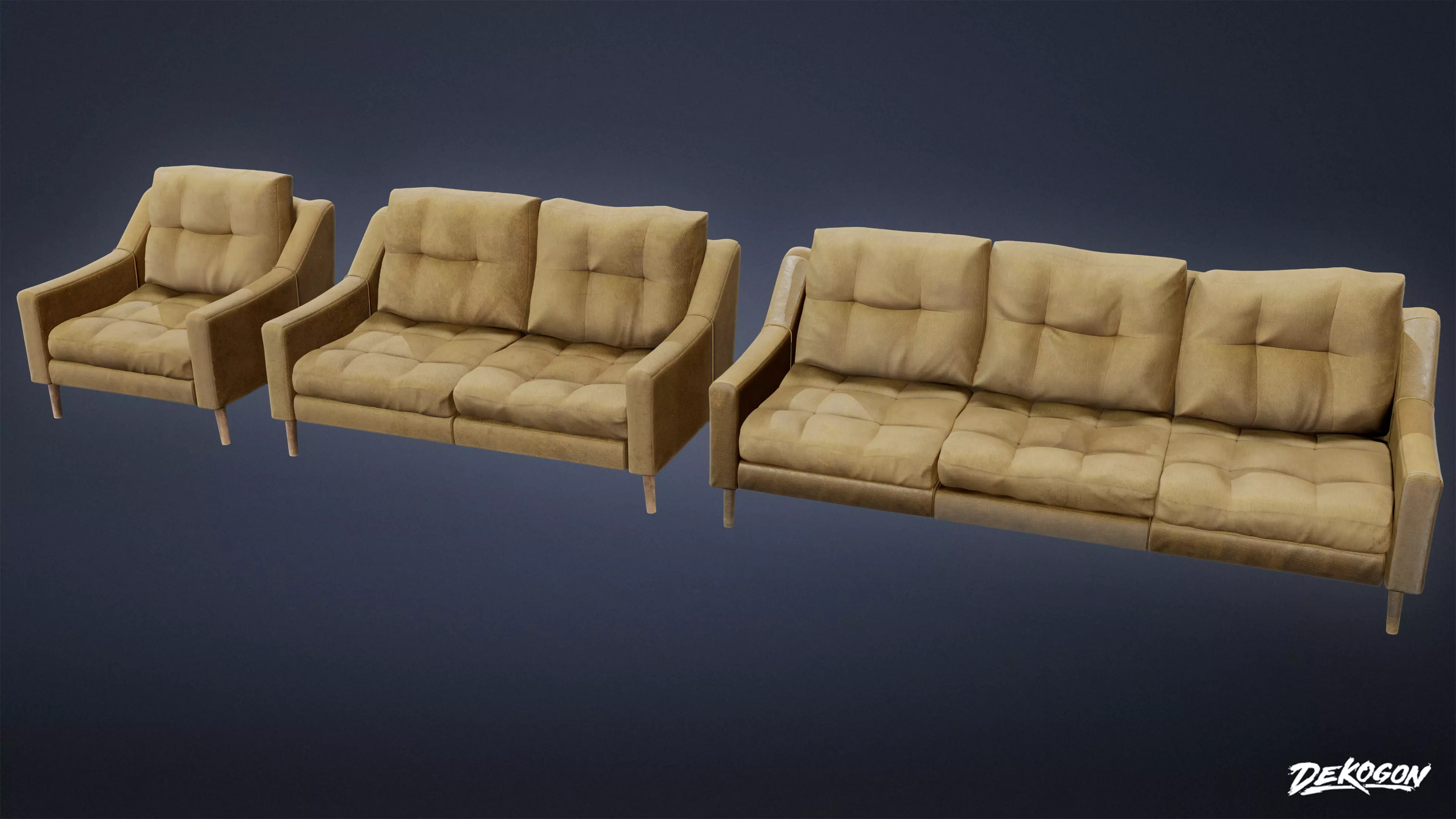 SUBURBS - Couch 17 - LOW POLY AND NANITE Low-poly 3D model