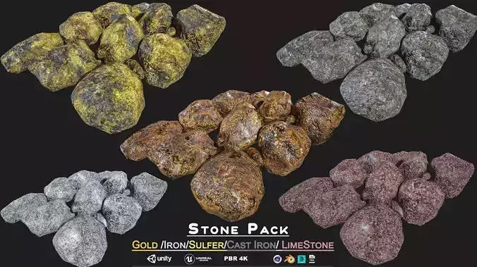 Stone Collection Low-poly 3D model