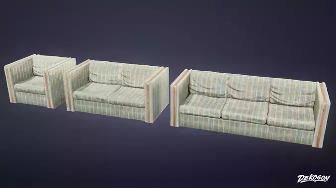 SUBURBS - Couch 20 - LOW POLY AND NANITE Low-poly 3D model