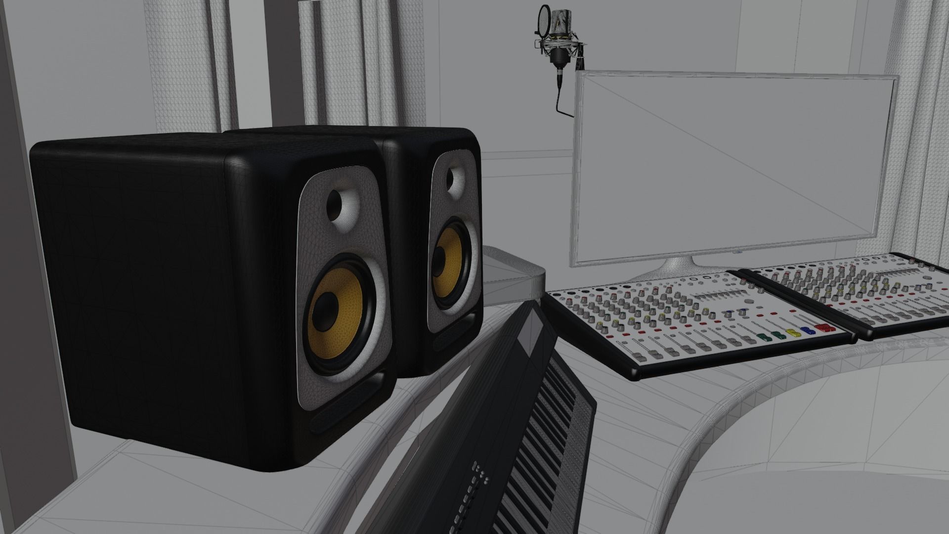 Recording booth Music Studio 3D model_12