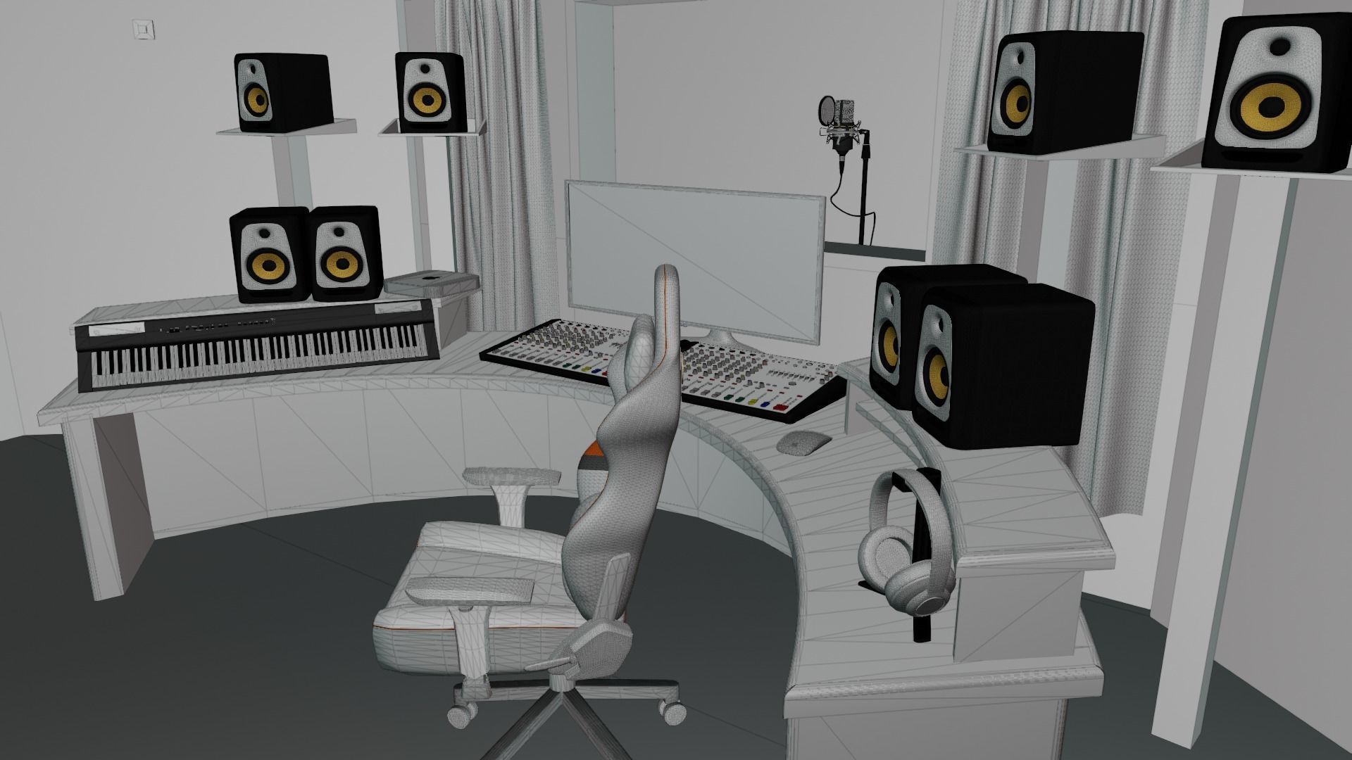 Recording booth Music Studio 3D model_16