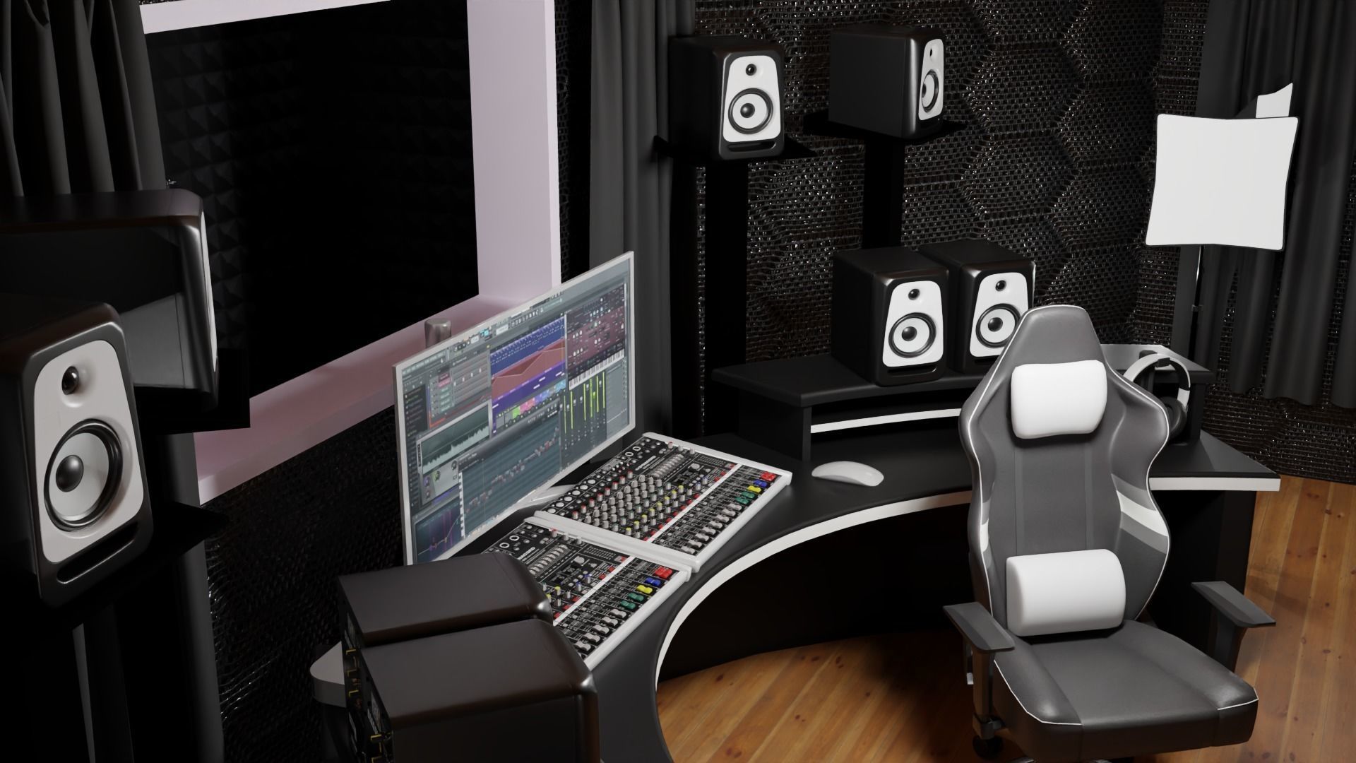 Recording booth Music Studio 3D model_1