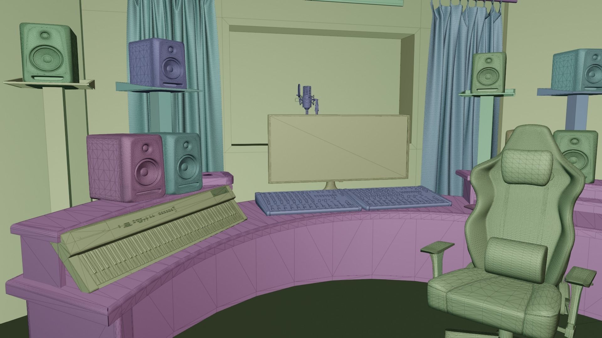 Recording booth Music Studio 3D model_13