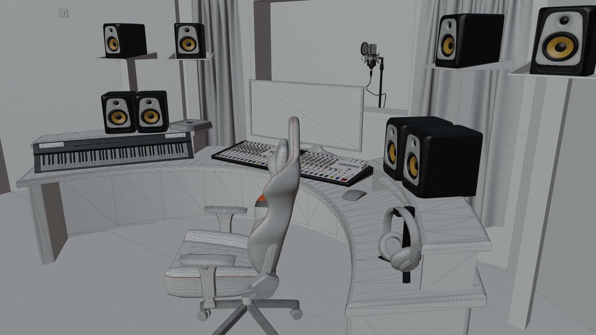 Recording booth Music Studio 3D model_15