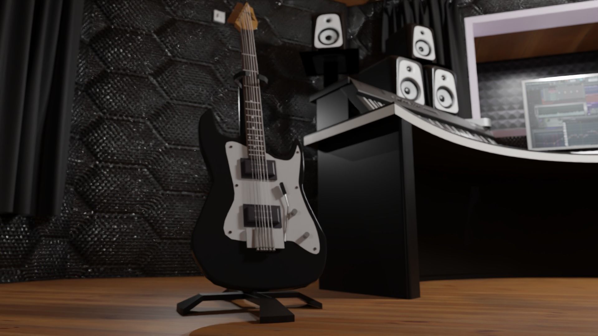 Recording booth Music Studio 3D model_8