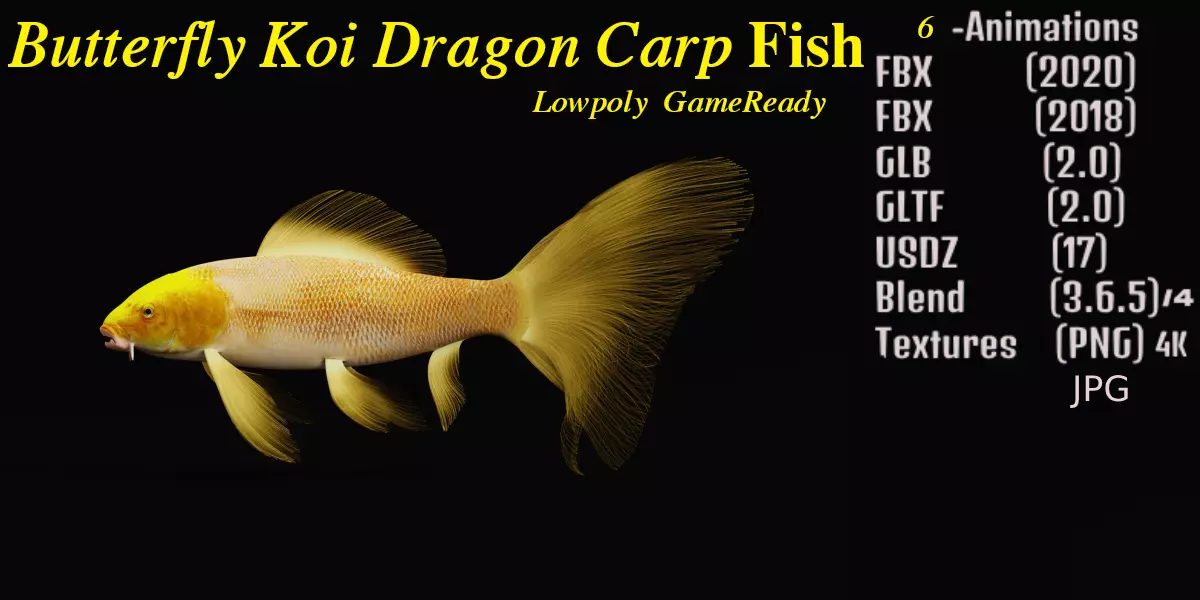 Butterfly Koi Fish Low-poly 3D model_0