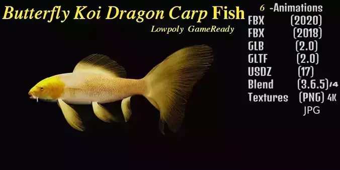 Butterfly Koi Fish Low-poly 3D model