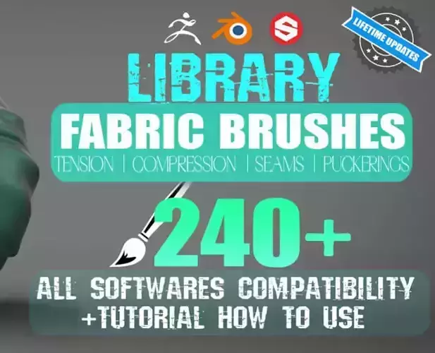 240 Fabric Cloth Folds  and Seams Brushes for Blender and Zbrush