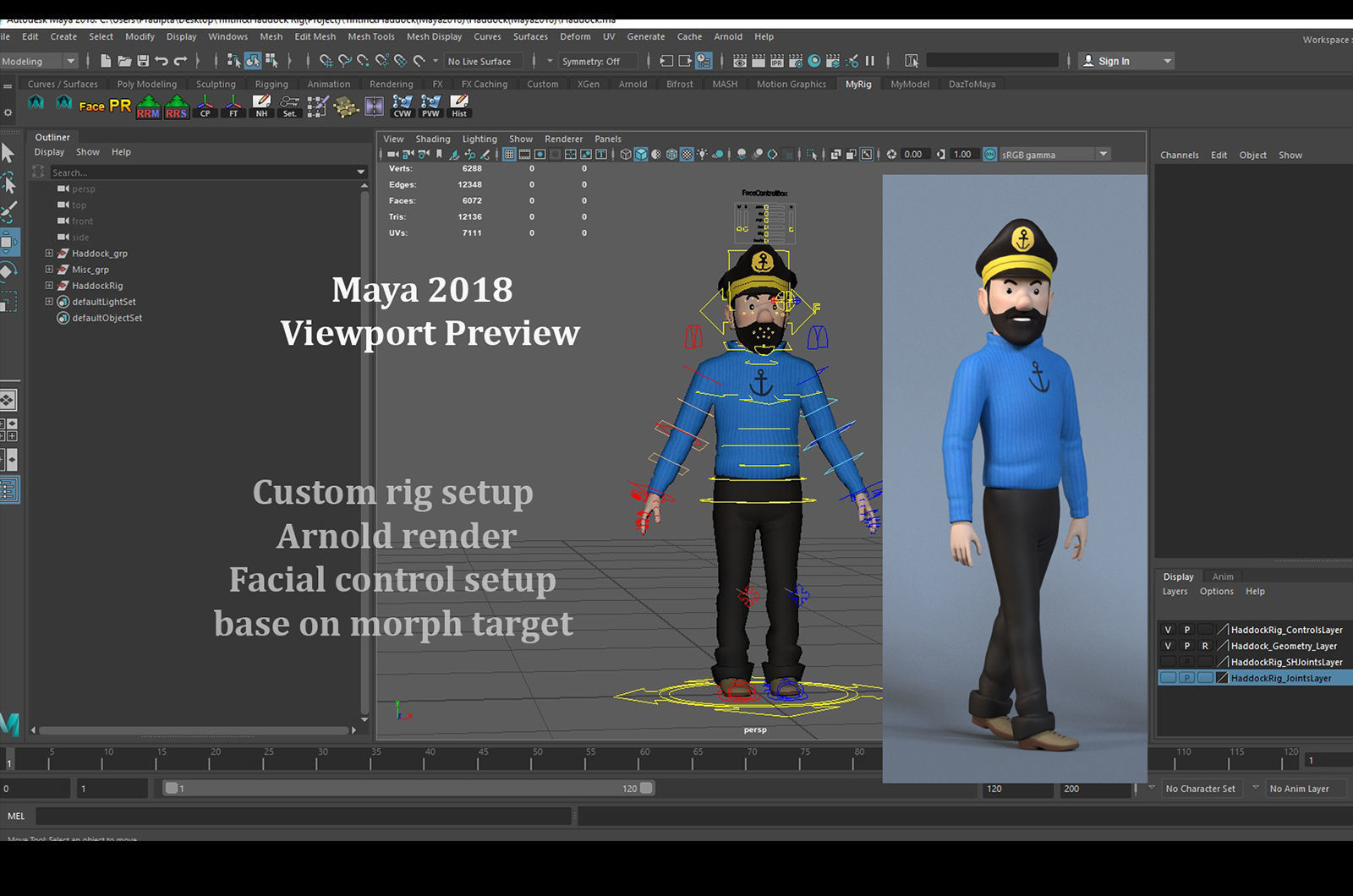 Tintin and Haddock Rig Low-poly 3D model_11