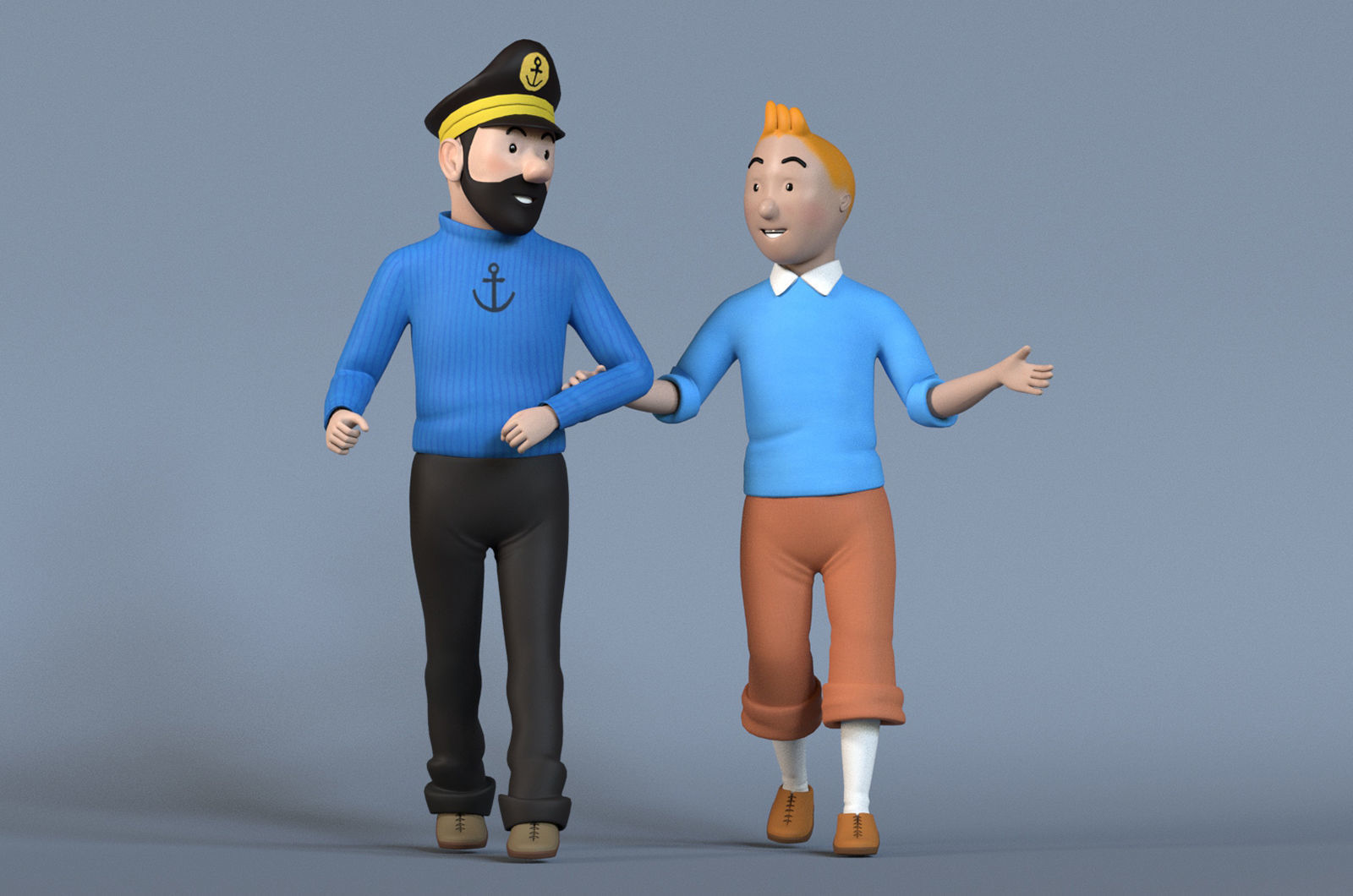 Tintin and Haddock Rig Low-poly 3D model_5