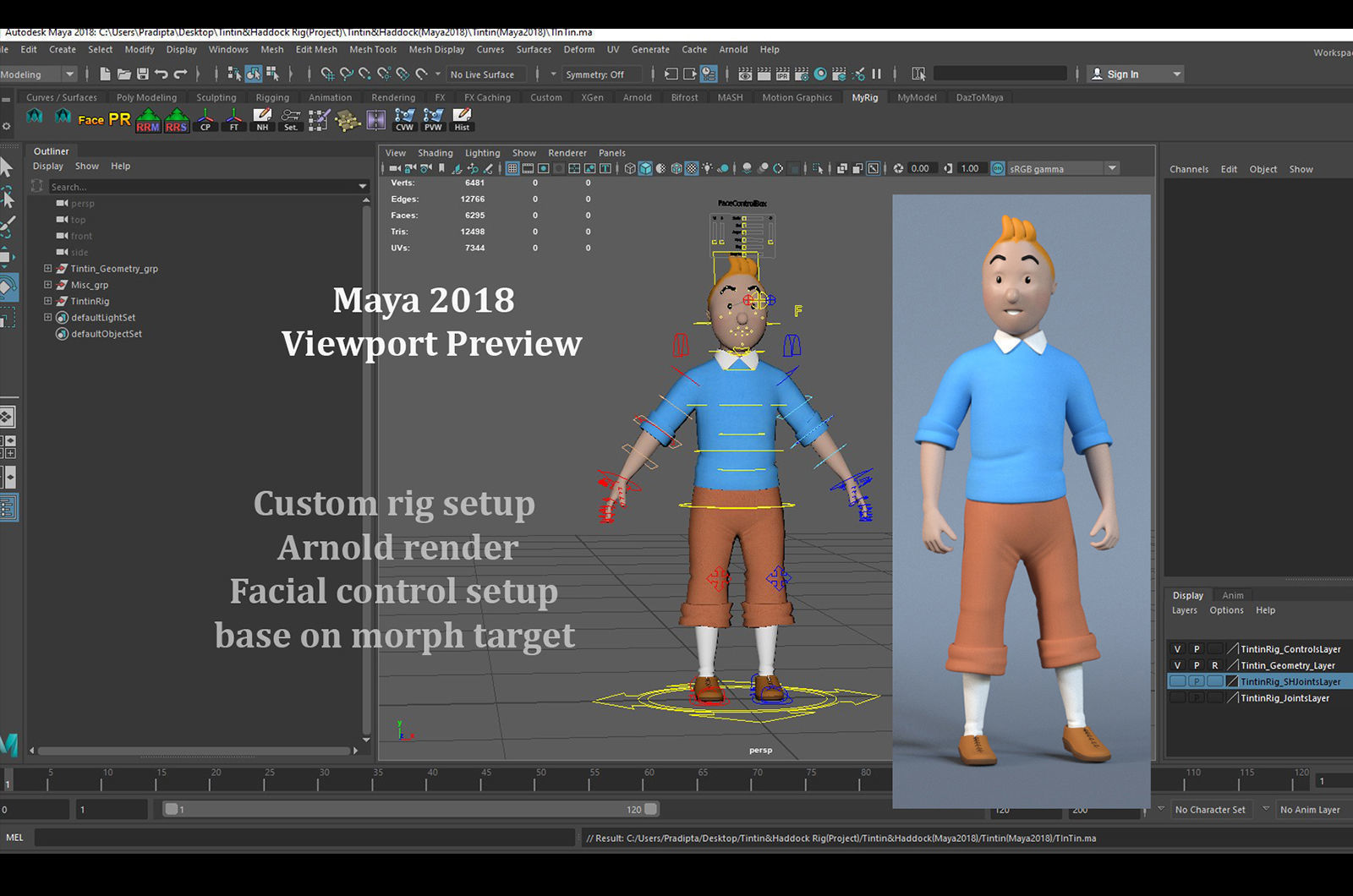 Tintin and Haddock Rig Low-poly 3D model_10