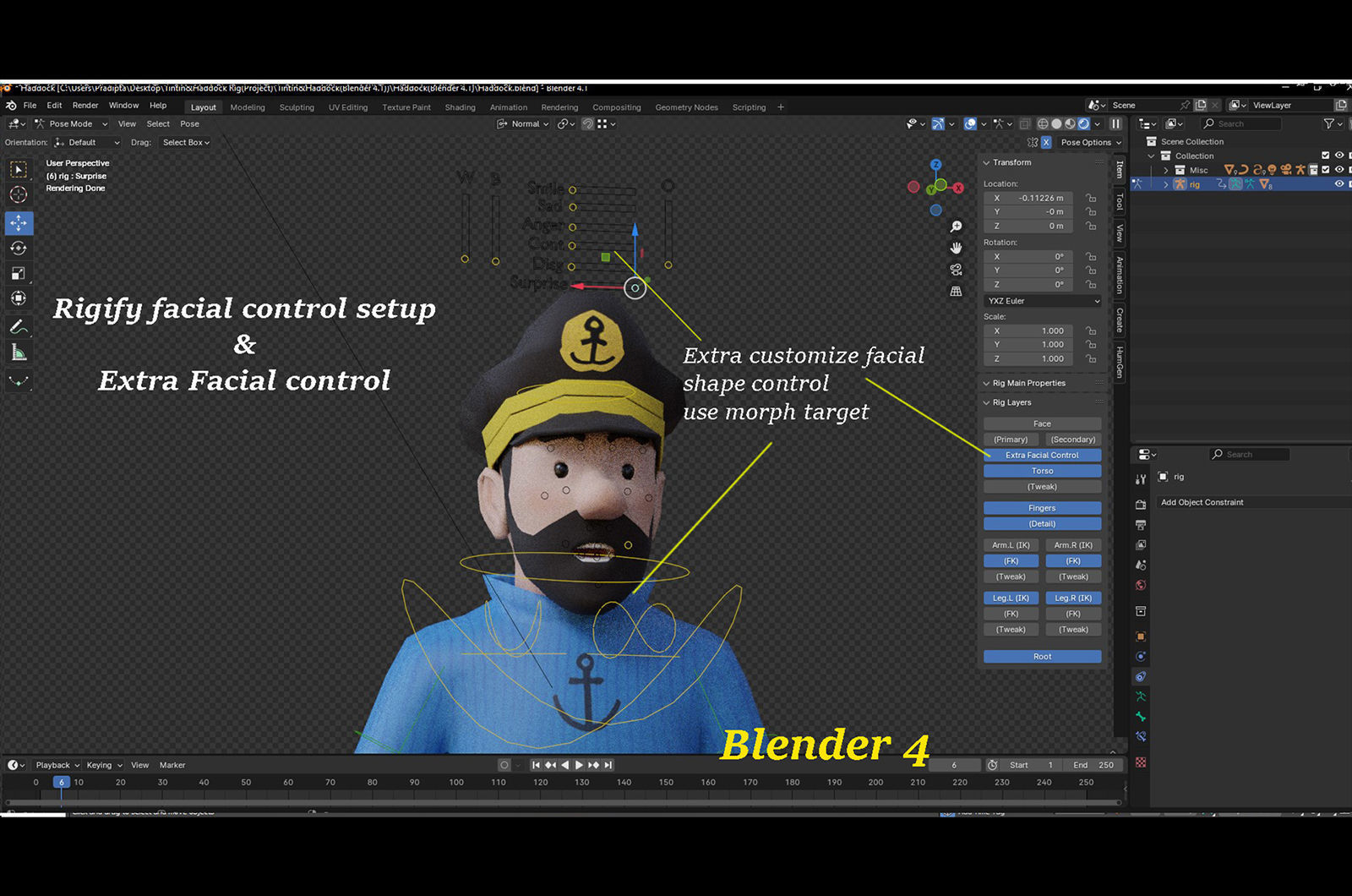 Tintin and Haddock Rig Low-poly 3D model_19