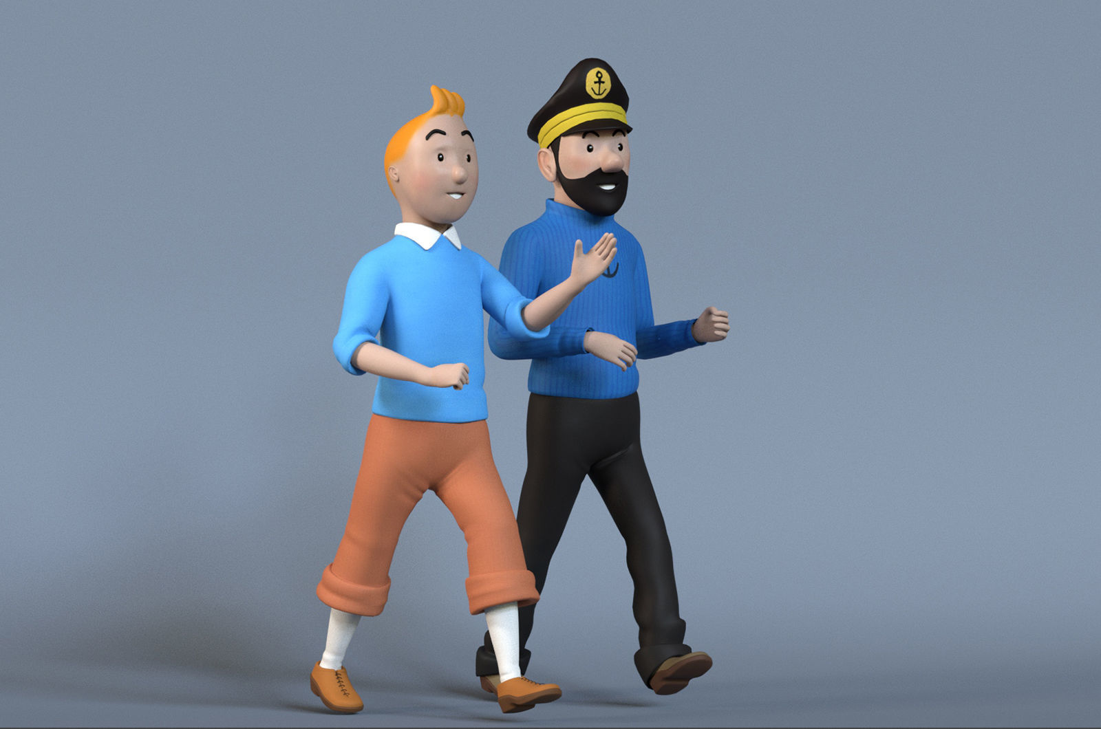 Tintin and Haddock Rig Low-poly 3D model_4