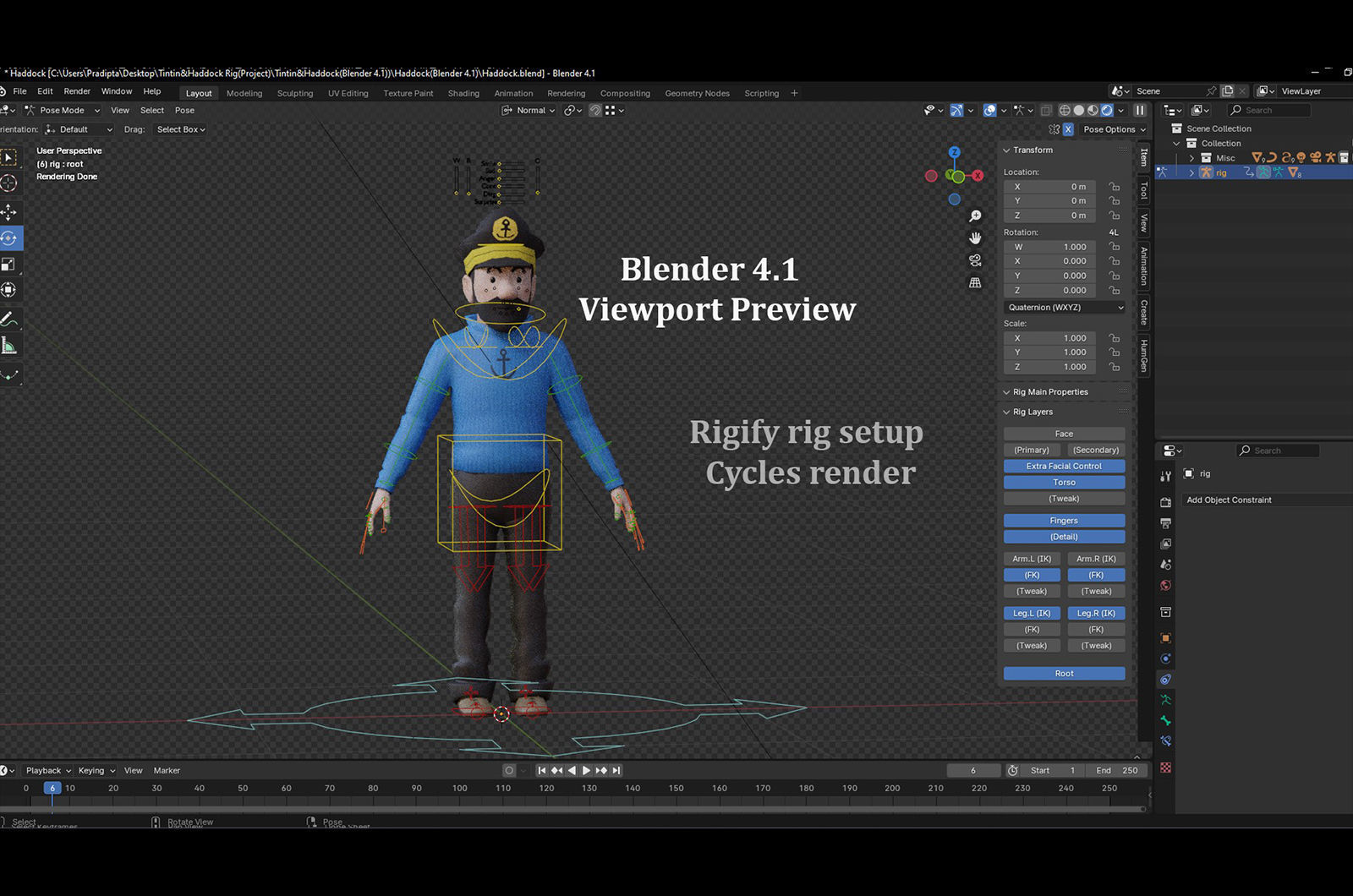Tintin and Haddock Rig Low-poly 3D model_13
