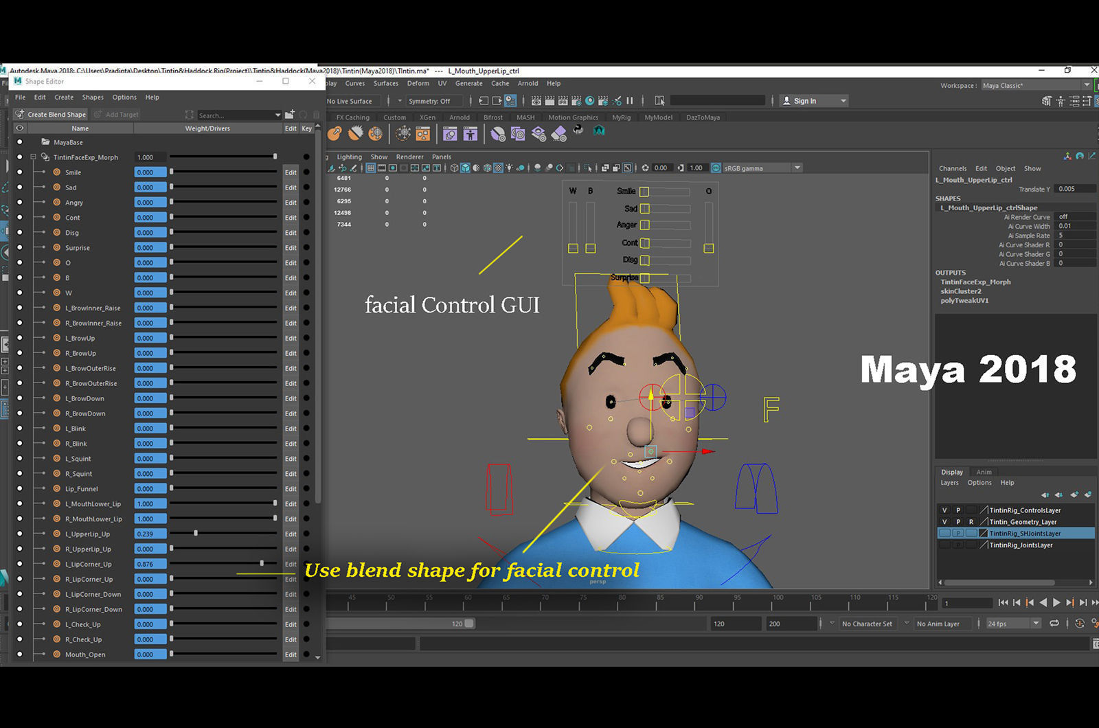 Tintin and Haddock Rig Low-poly 3D model_16