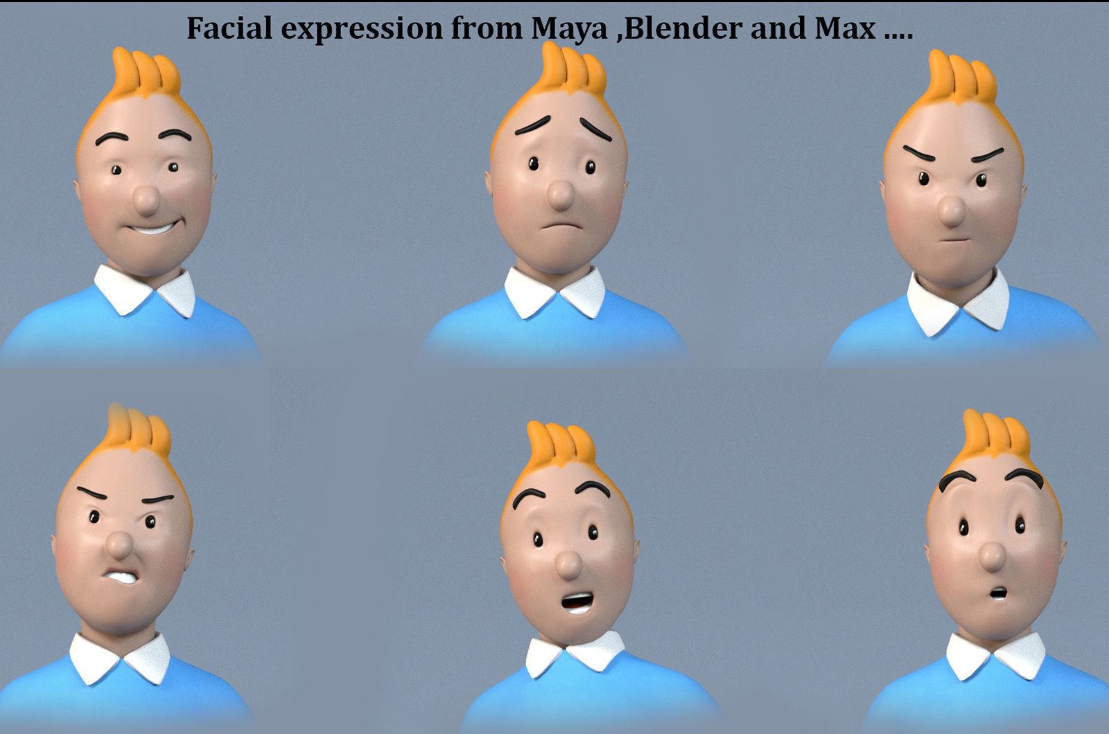 Tintin and Haddock Rig Low-poly 3D model_8