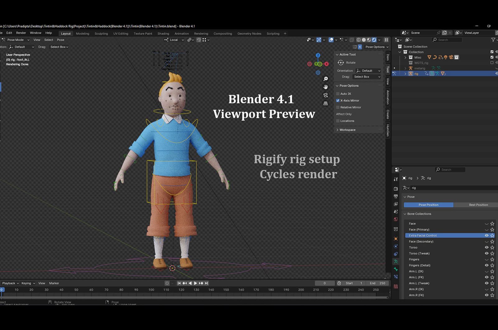 Tintin and Haddock Rig Low-poly 3D model_12