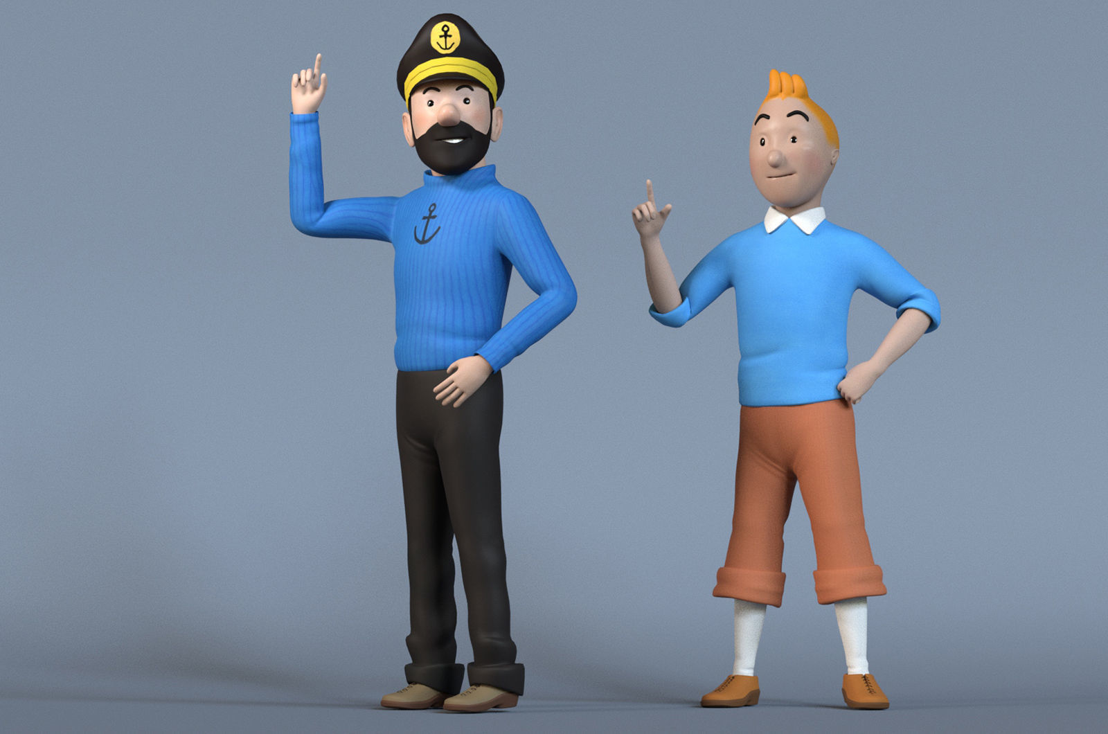 Tintin and Haddock Rig Low-poly 3D model_6