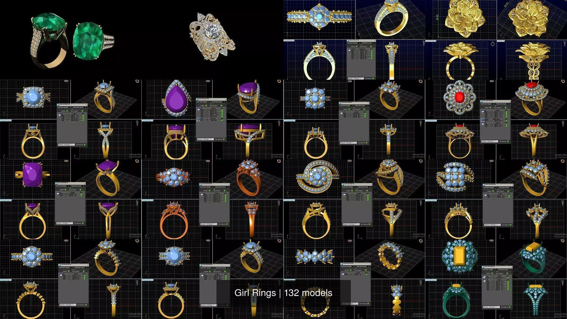 Girl Rings 3D Model Collection_0