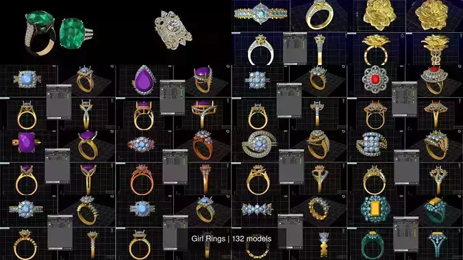 Girl Rings 3D Model Collection