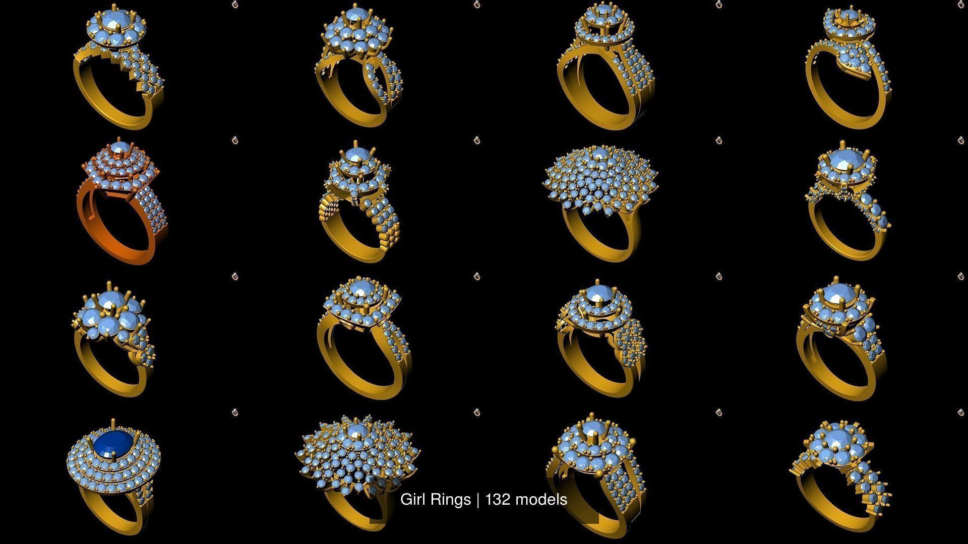 Girl Rings 3D Model Collection_4