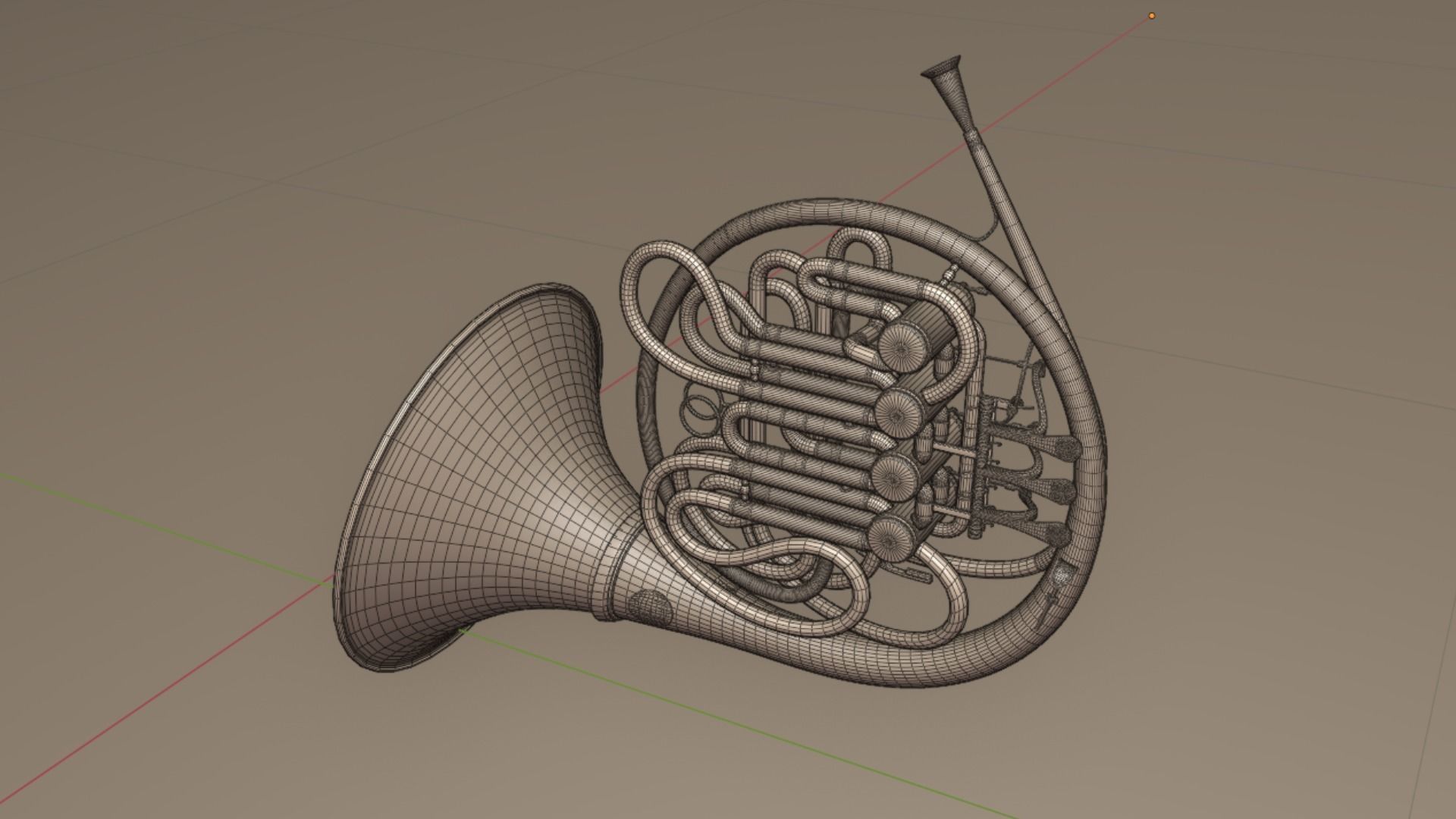 French Horn Three  Materials Brass Copper and  Silver 3D model_22