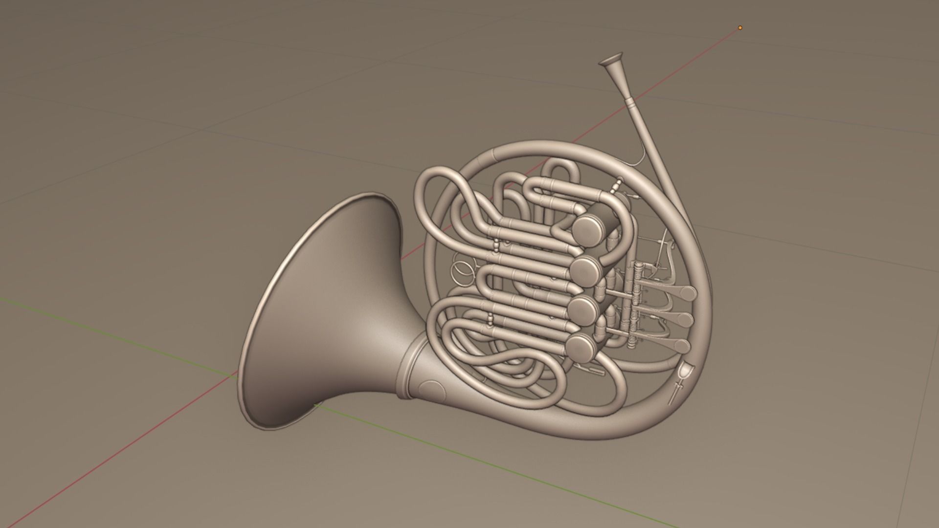 French Horn Three  Materials Brass Copper and  Silver 3D model_20
