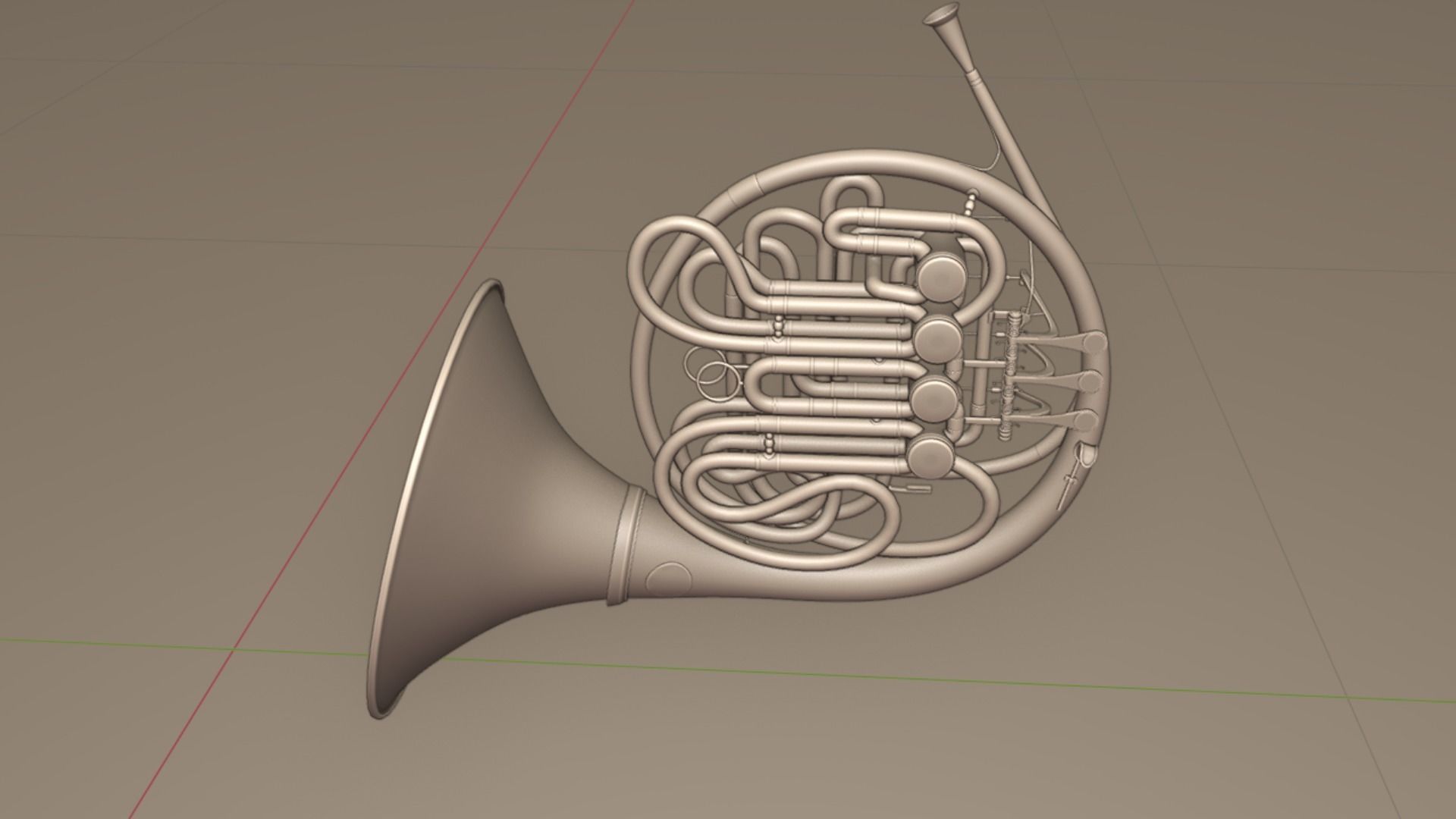 French Horn Three  Materials Brass Copper and  Silver 3D model_19
