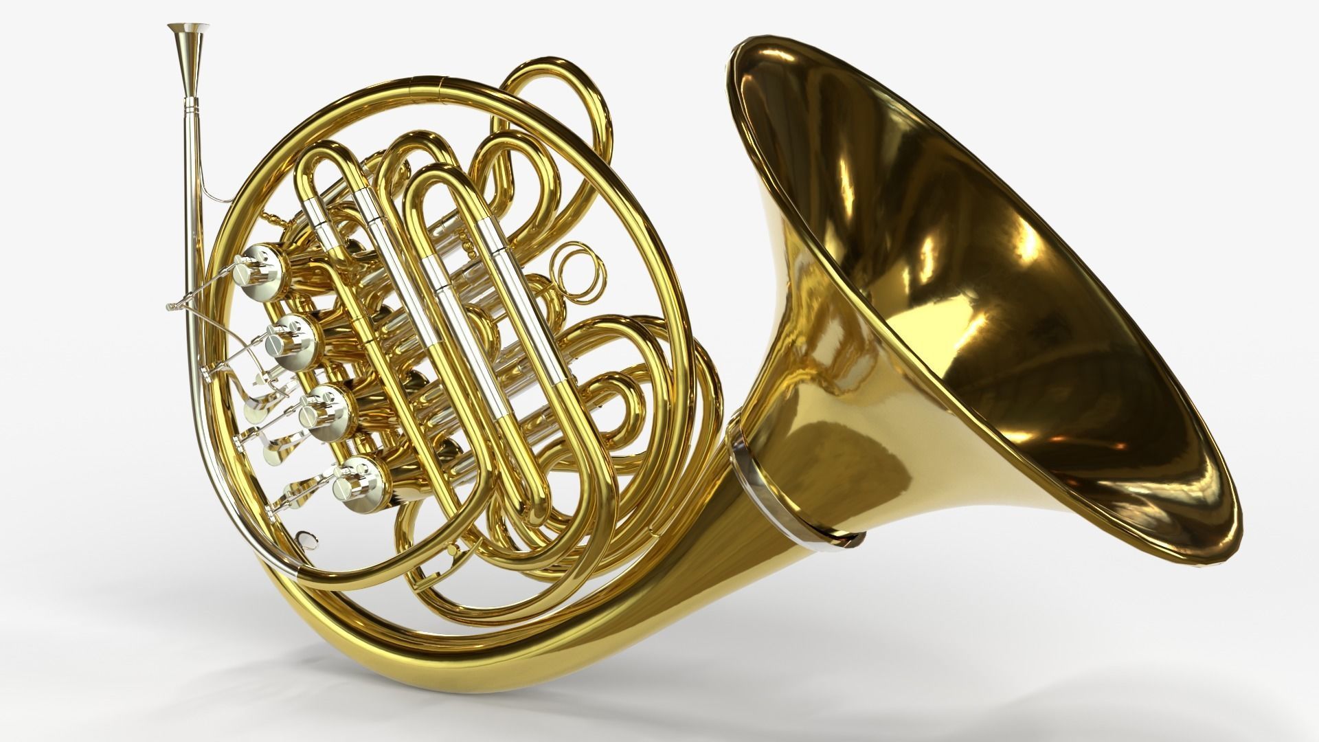 French Horn Three  Materials Brass Copper and  Silver 3D model_5