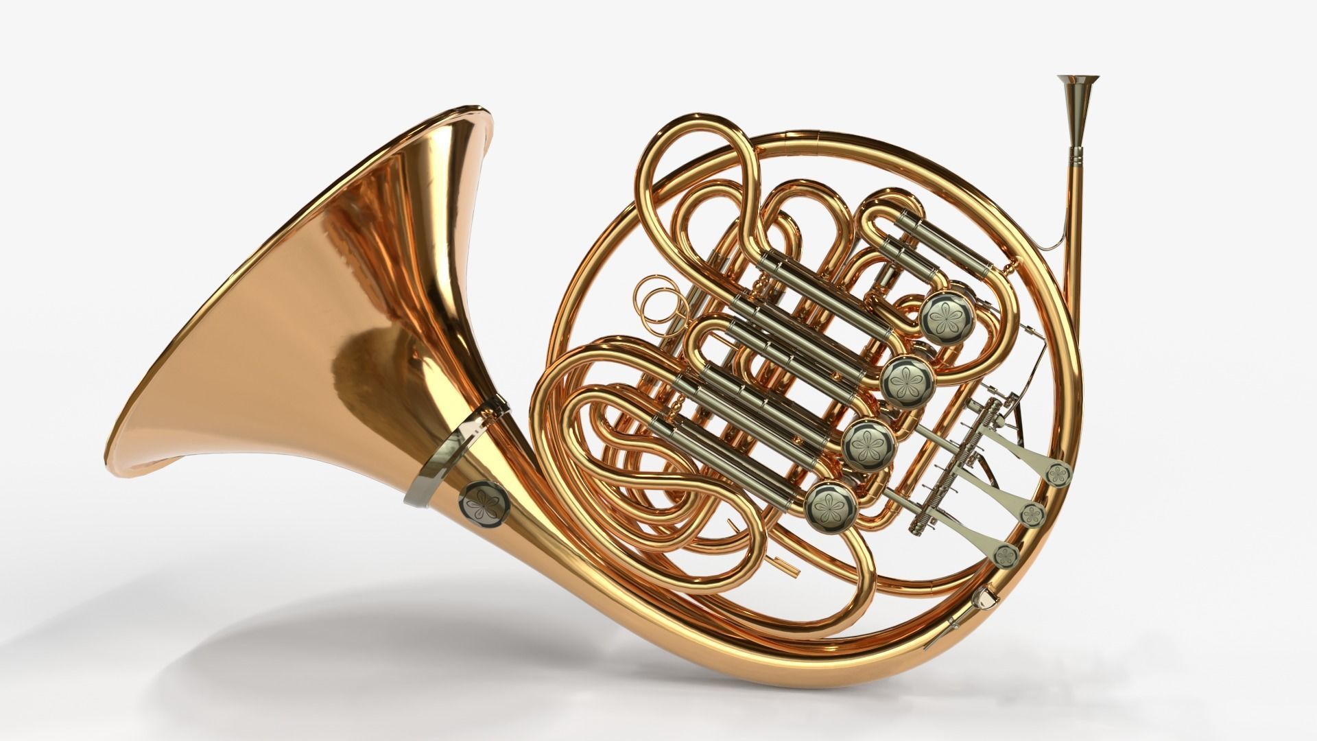 French Horn Three  Materials Brass Copper and  Silver 3D model_3