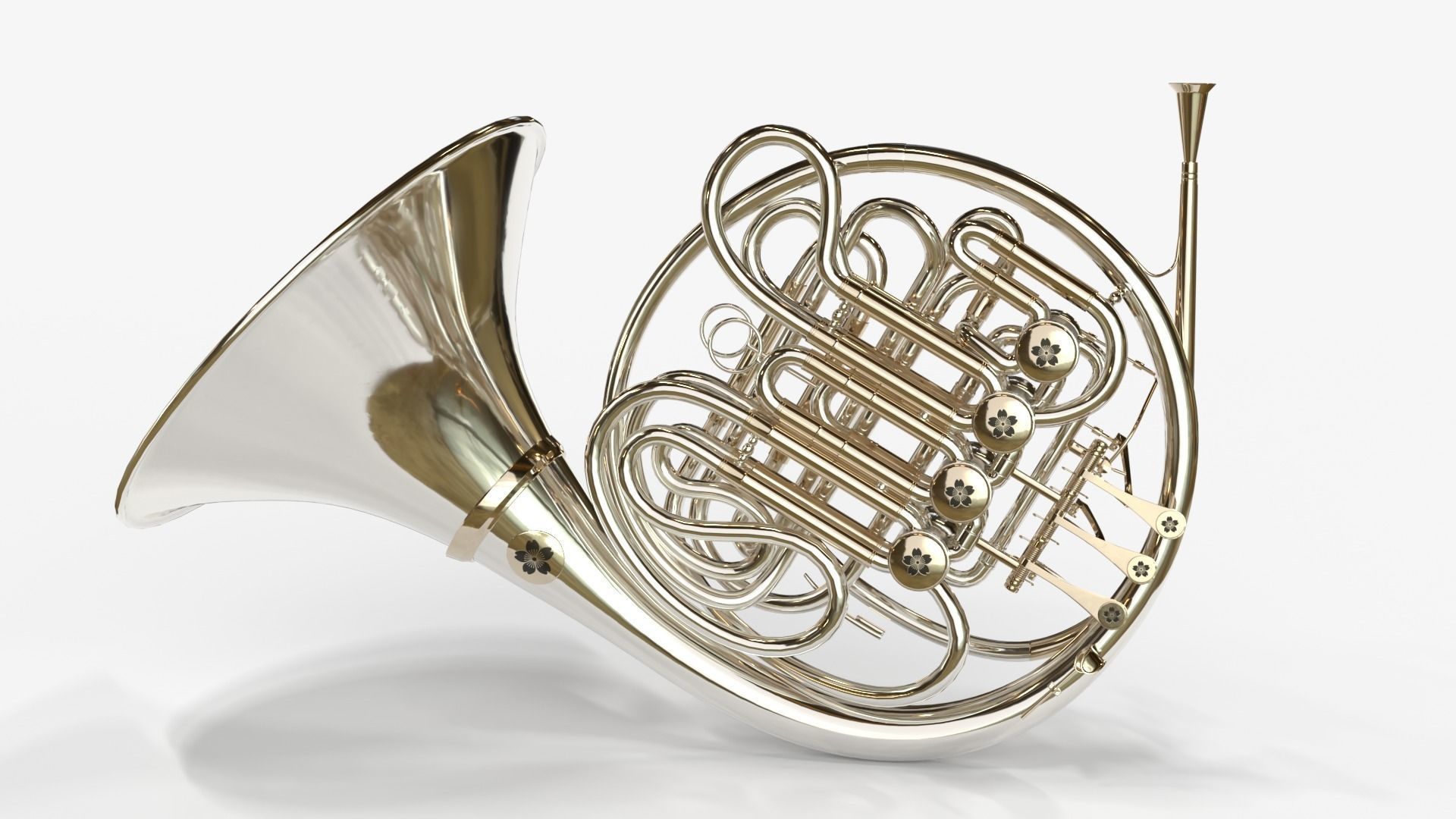 French Horn Three  Materials Brass Copper and  Silver 3D model_4