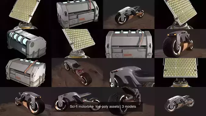 Sci-fi motorbike  low-poly assets 3D Model Collection