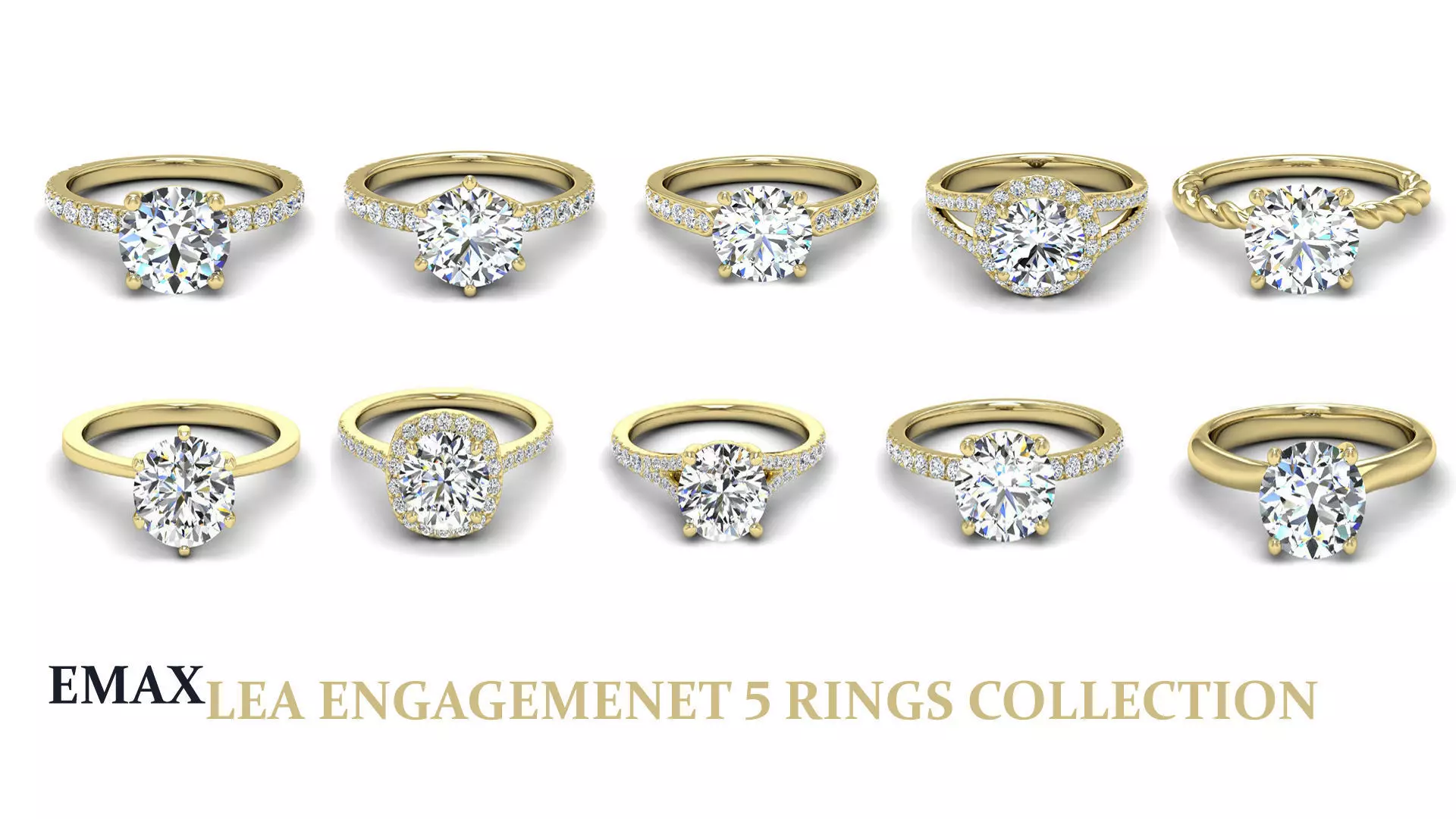10 ENGAGEMENT RINGS COLLECTION EMAX LEA 3D Model Pack