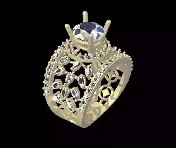 Solitaire Wedding Band Diamond Ring