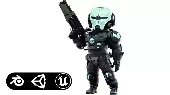 CYBER SOLDIER XC-600 Rigged for Unreal Engine - Unity - MIXAMO