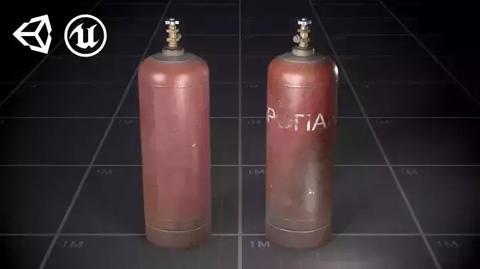 Used Soviet Gas Cylinder Low-poly 3D model