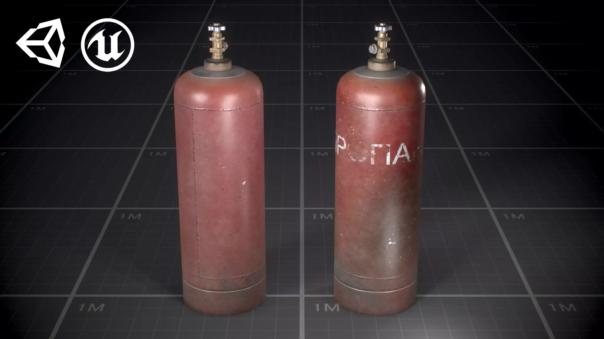 Used Soviet Gas Cylinder Low-poly 3D model_0