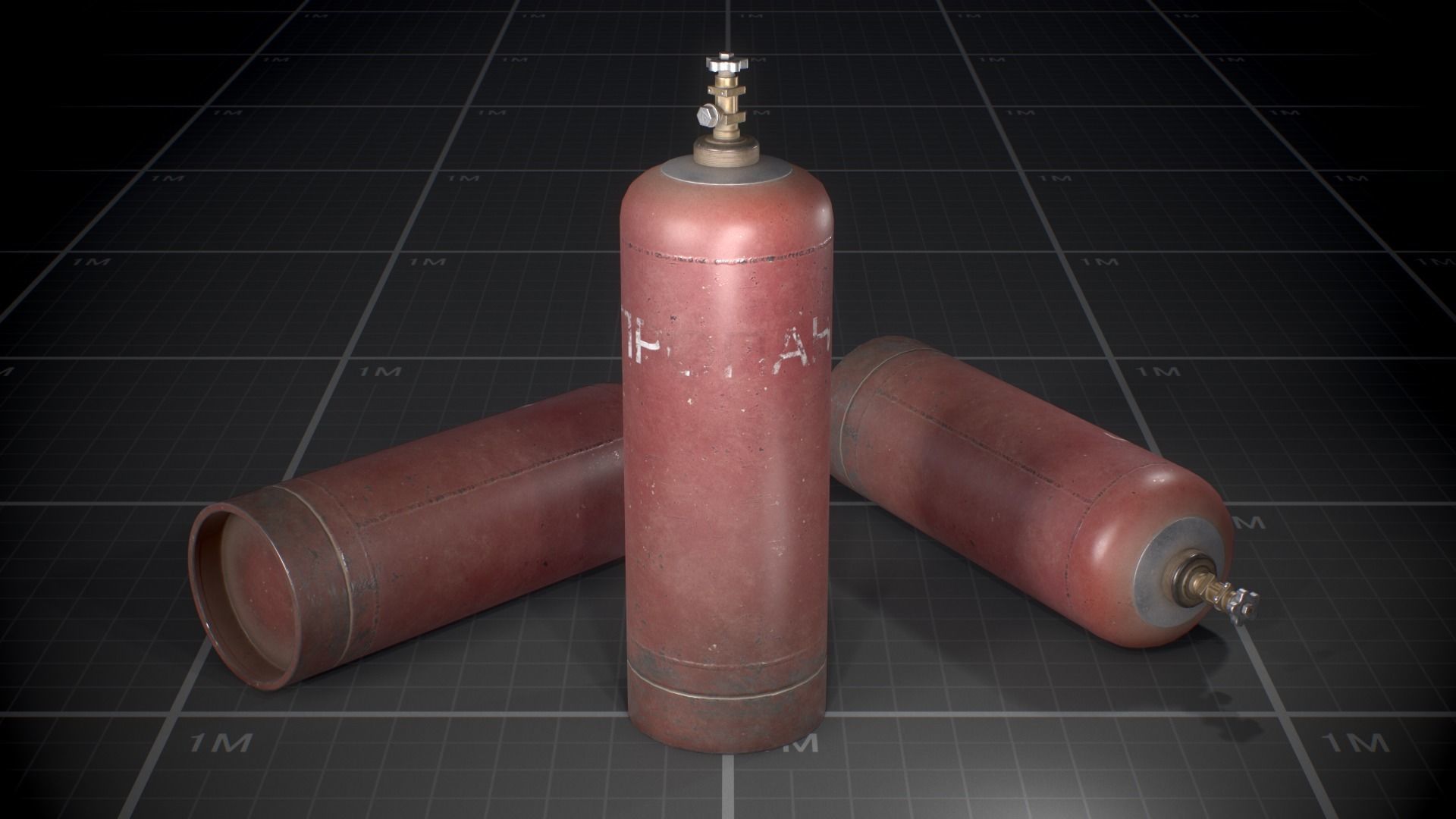 Used Soviet Gas Cylinder Low-poly 3D model_3