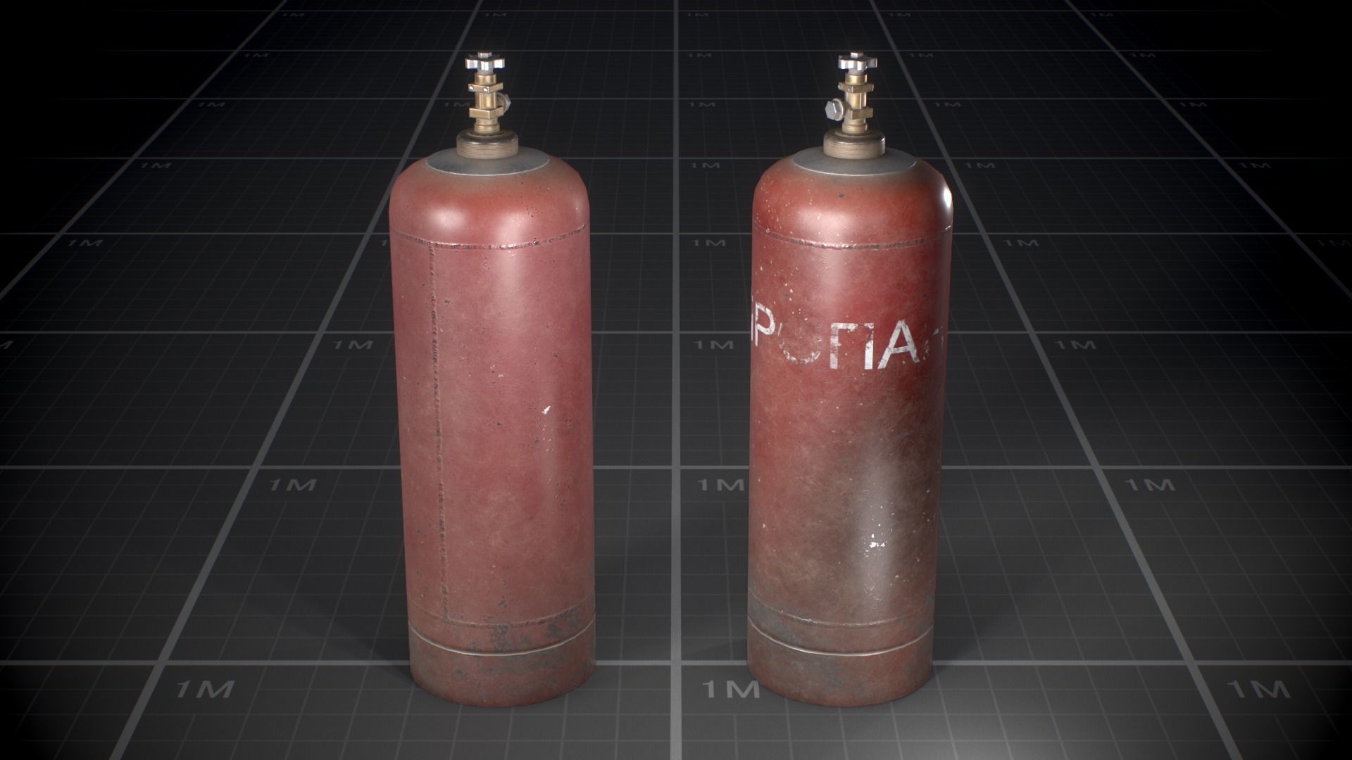 Used Soviet Gas Cylinder Low-poly 3D model_1