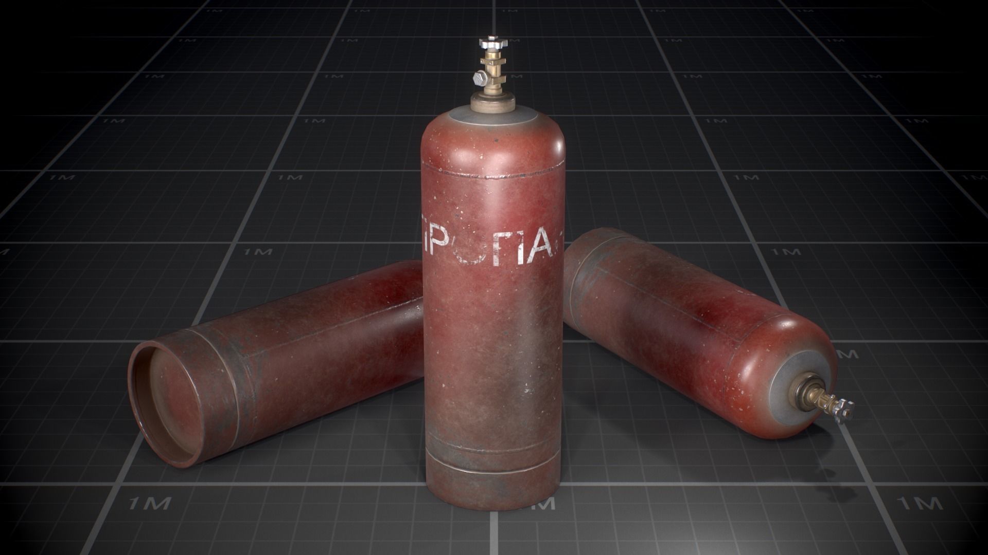 Used Soviet Gas Cylinder Low-poly 3D model_2