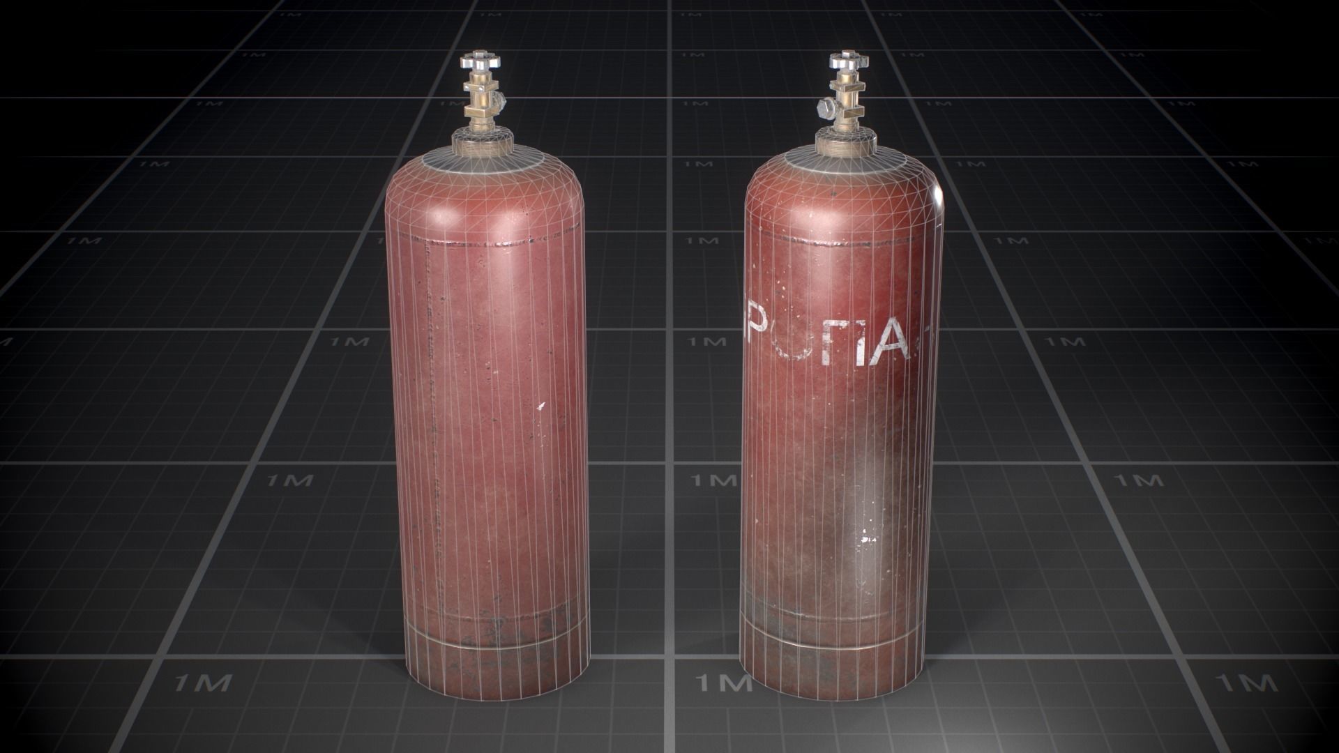 Used Soviet Gas Cylinder Low-poly 3D model_4