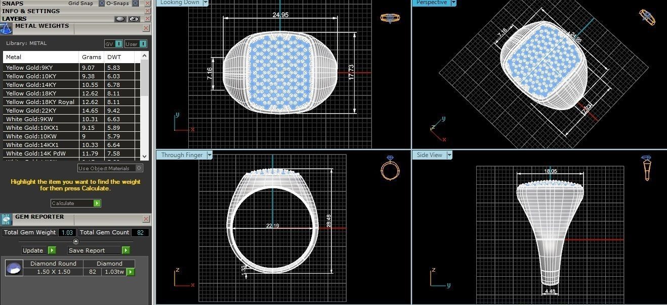 Diamond Head Mens Ring 3dm stl renders details  3D print model_3