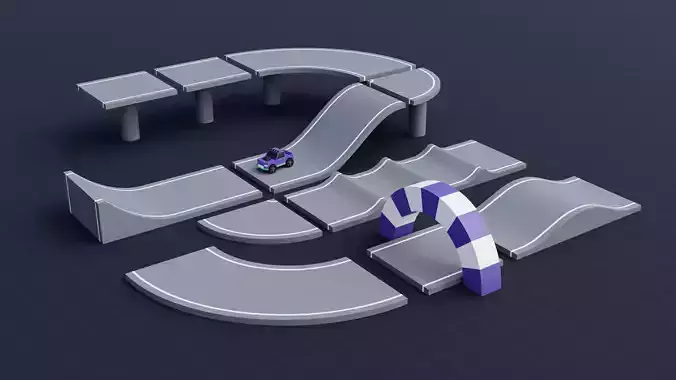 Ultimate Low-Poly Track Builder Pack
