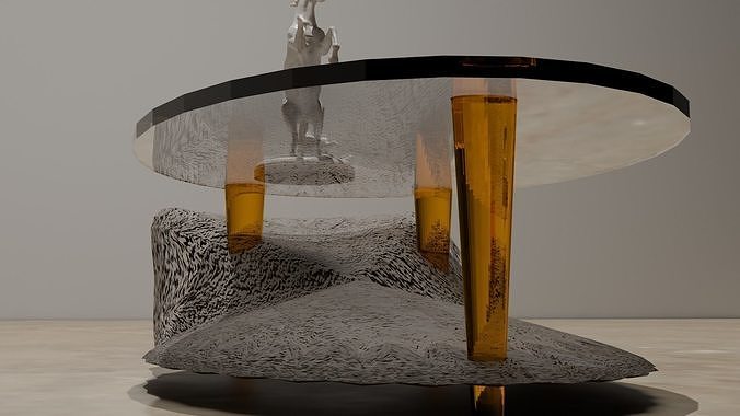 Glass and wooden coffee table 3D model