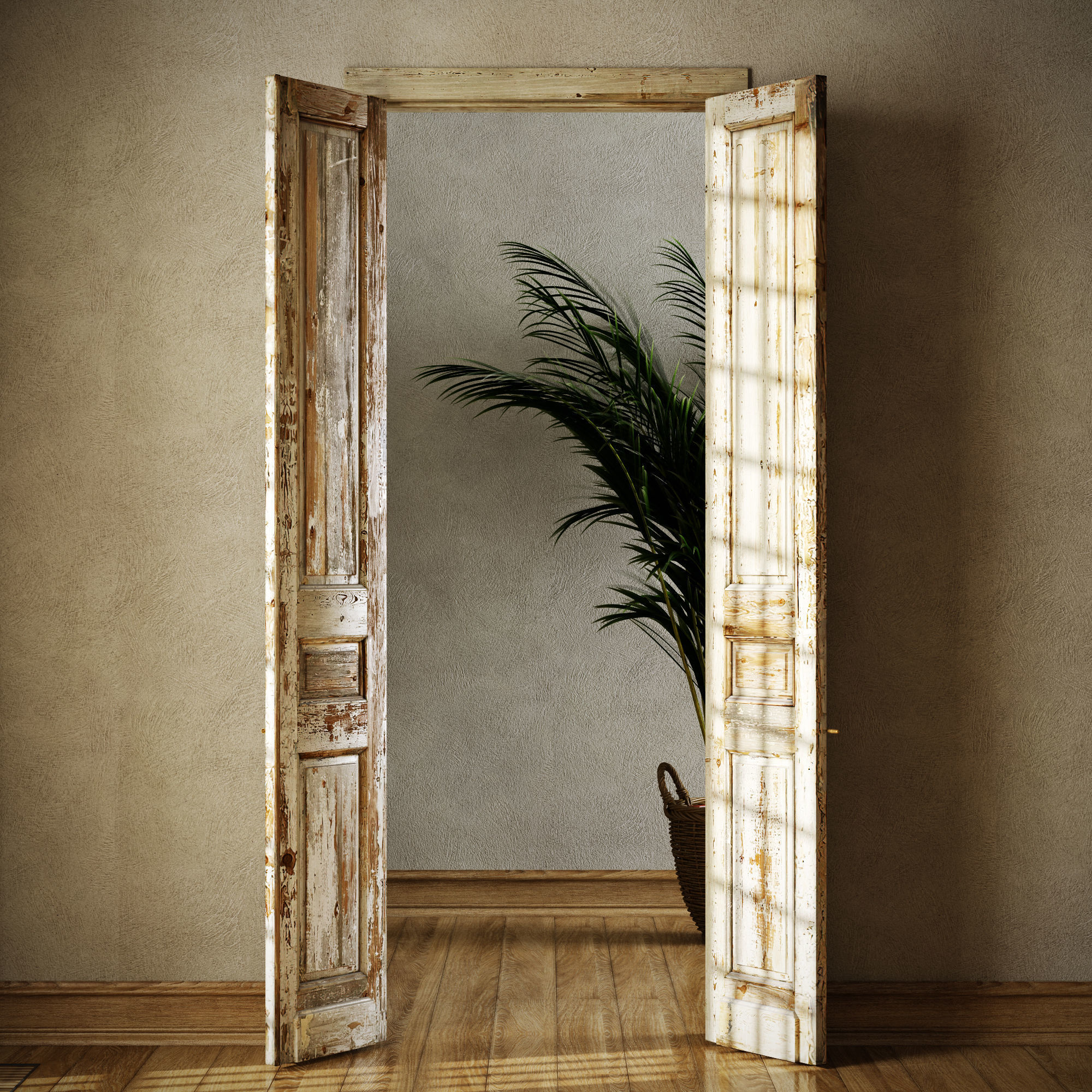 Old classic door 005 3D model_7