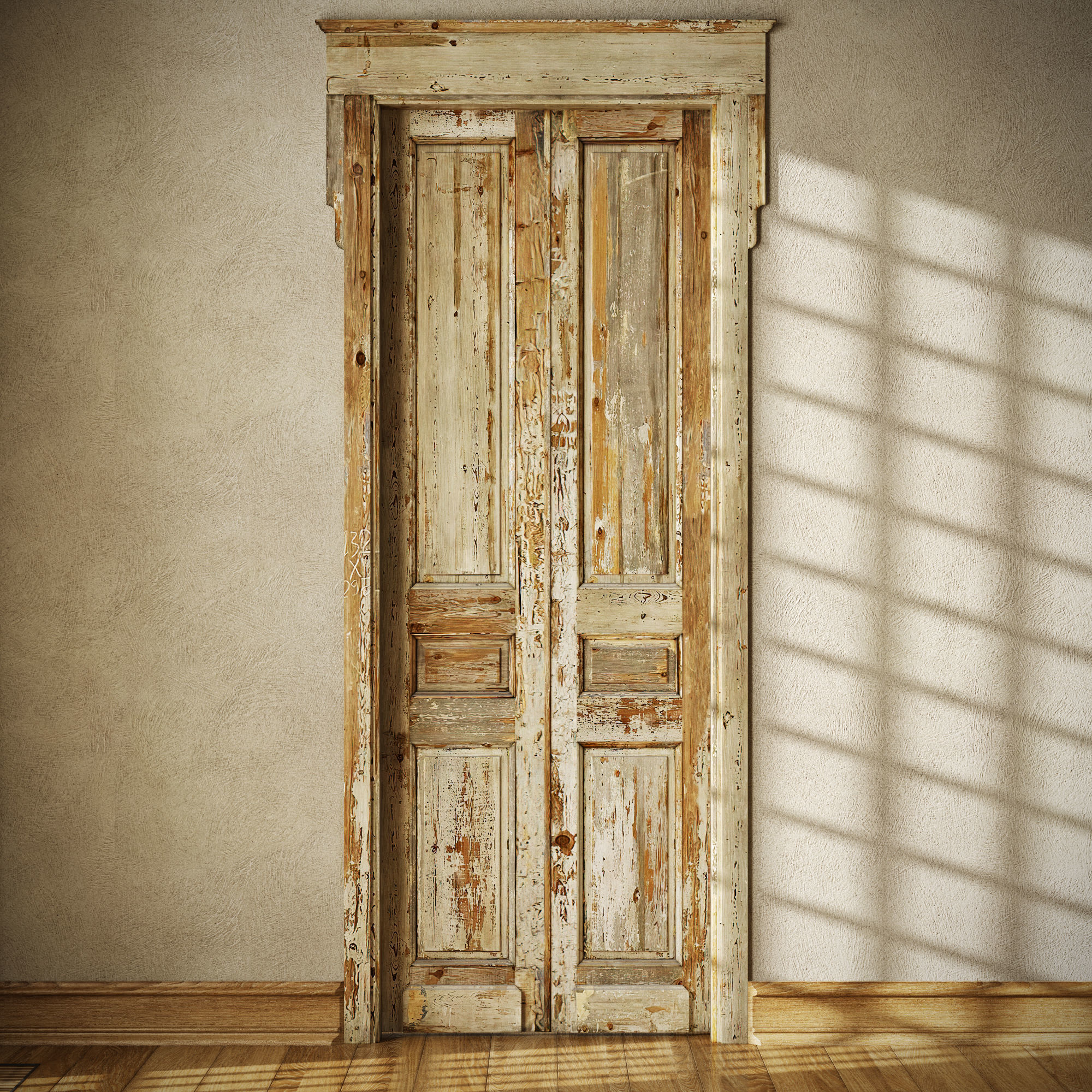 Old classic door 005 3D model_6